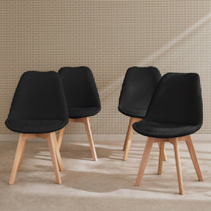 Chaise scandinave bois de hêtre et bouclette (lot de 4) NILS