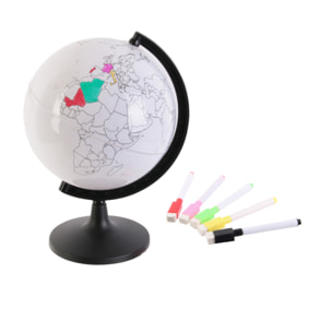 GLOBE ROTATIF A PERSONNALISER ET FEUTRES 22CM2