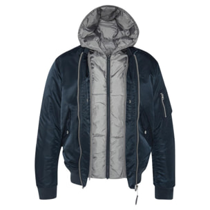 MA-20-RS MA-1 JACKET WITH DETACHABLE HOODED FAKE LINER 100% RECYCLED NYLON Blu