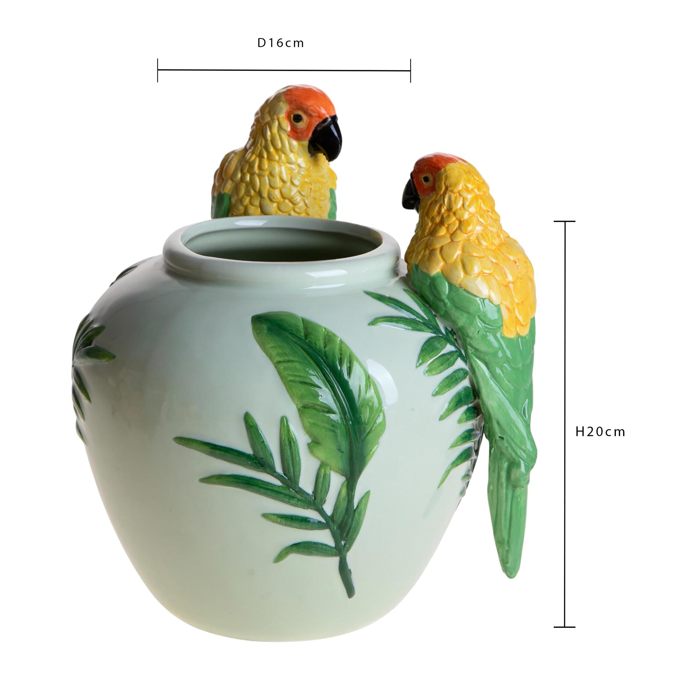 Vaso con pappagalli - 16xH20x6cm - Pezzi 1 - Bianchi Dino SpA