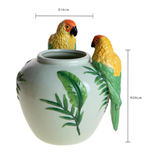 Vaso con pappagalli - 16xH20x6cm - Pezzi 1 - Bianchi Dino SpA