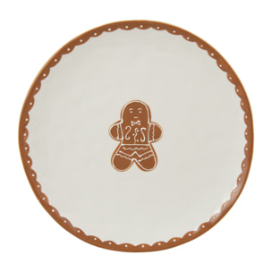 J-Line assiette Cookie Ronde Dolomie - céramique - brun/blanc