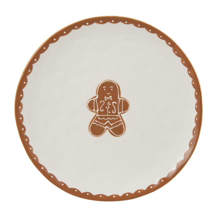 J-Line assiette Cookie Ronde Dolomie - céramique - brun/blanc