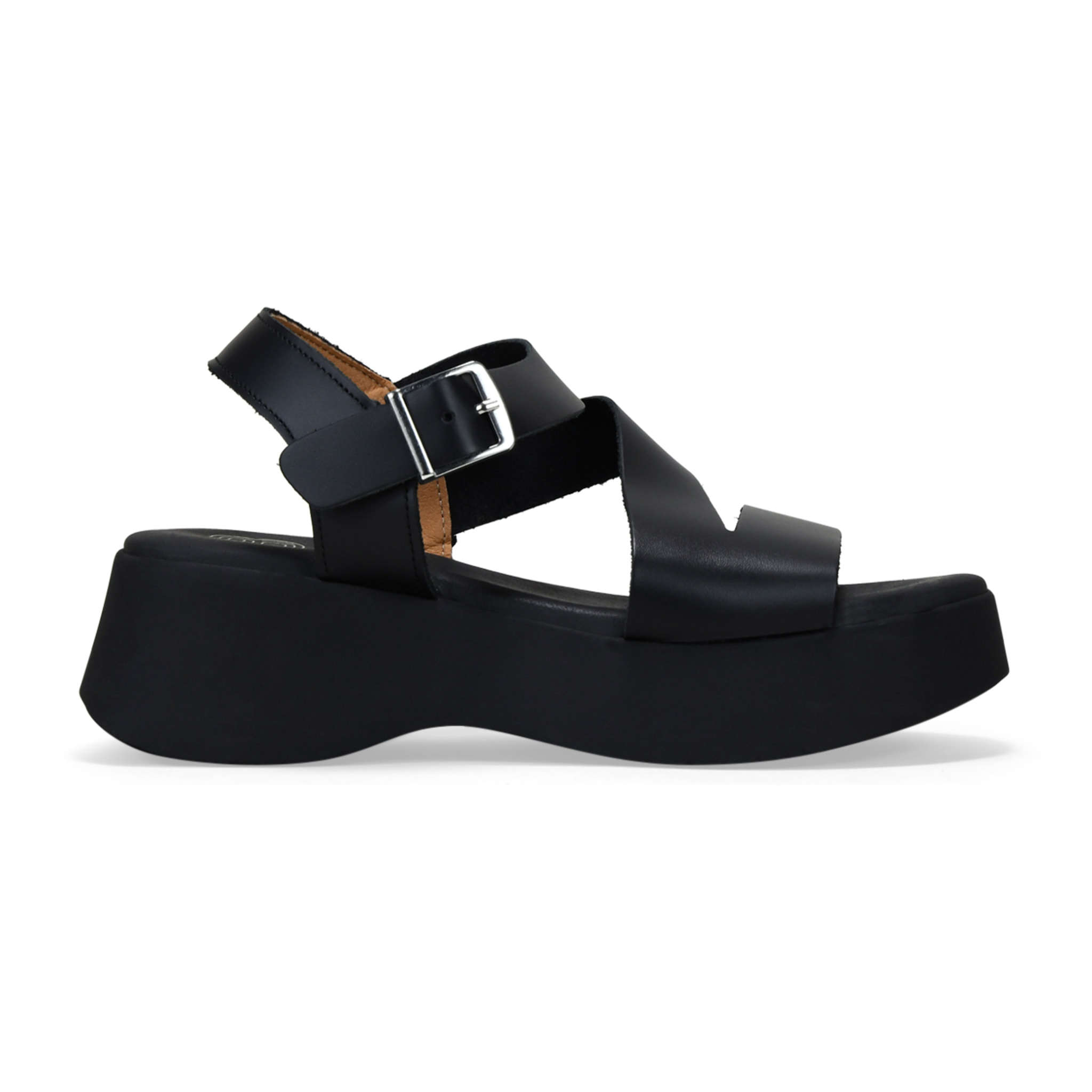 Sandalias de plataforma negras en piel