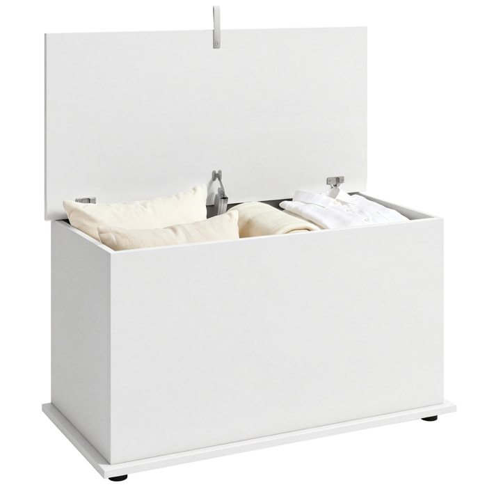 HOMCOM Baúl de Almacenaje 102L, Banco de Almacenaje, Banco Zapatero con Bisagra de Seguridad, Estilo Moderno, para Pasillo, Dormitorio, Recibidor, Salón, 80x40x45 cm, Blanco