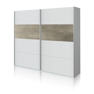 Armario Brike 180 2 puertas correderas Blanco Artik (Blanco Mate) – Roble Alaska
