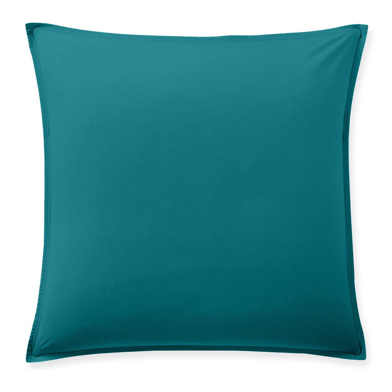 Paire de taies d'oreiller avec volant 100% percale de coton lavé bleu canard