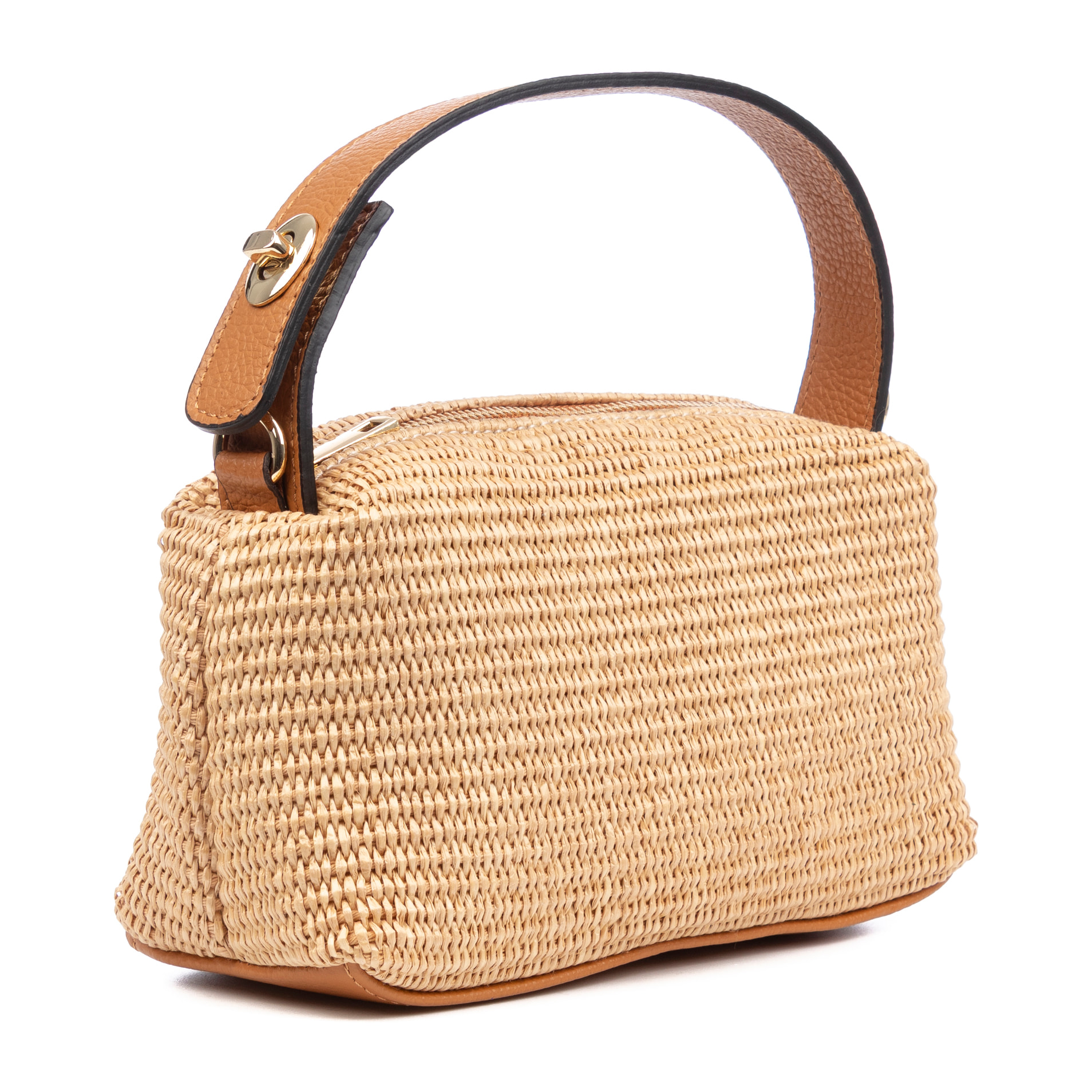 Baselice Bolso de mano Mujer. Fabricado en paja y piel auténtica Dollaro.