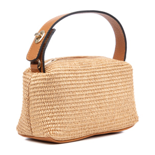 Baselice Bolso de mano Mujer. Fabricado en paja y piel auténtica Dollaro.