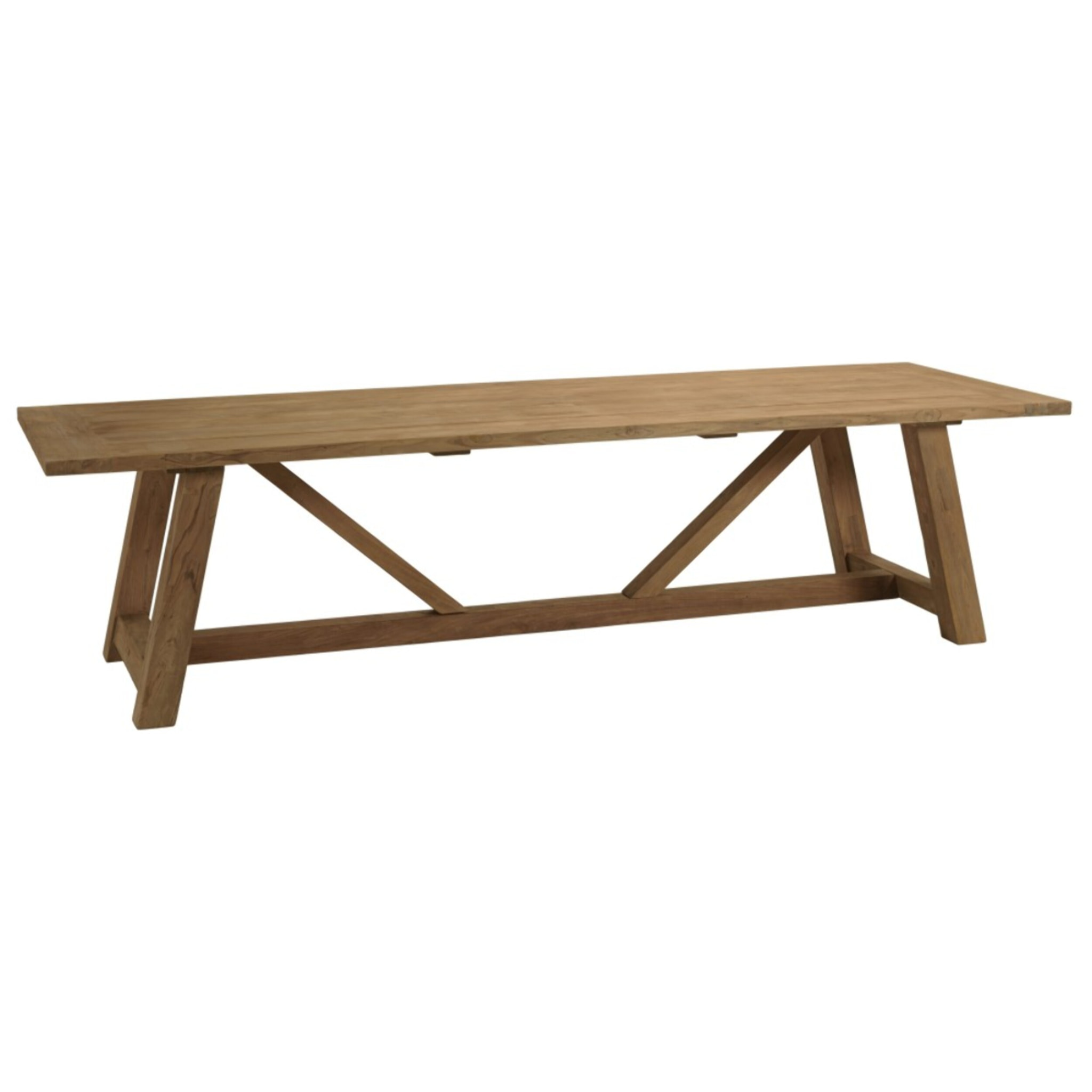 KALLY - Table à manger de jardin 300x100cm en bois de teck recyclé naturel