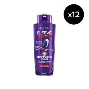 Lot de 12 - L'Oréal Paris Elseve Color Vive Shampooing Violet Déjaunisseur 200ml