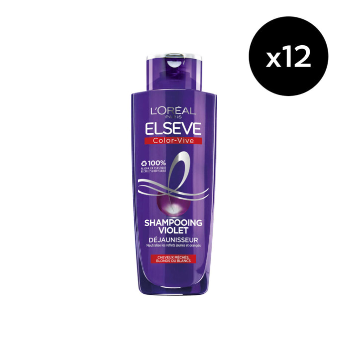 Lot de 12 - L'Oréal Paris Elseve Color Vive Shampooing Violet Déjaunisseur 200ml