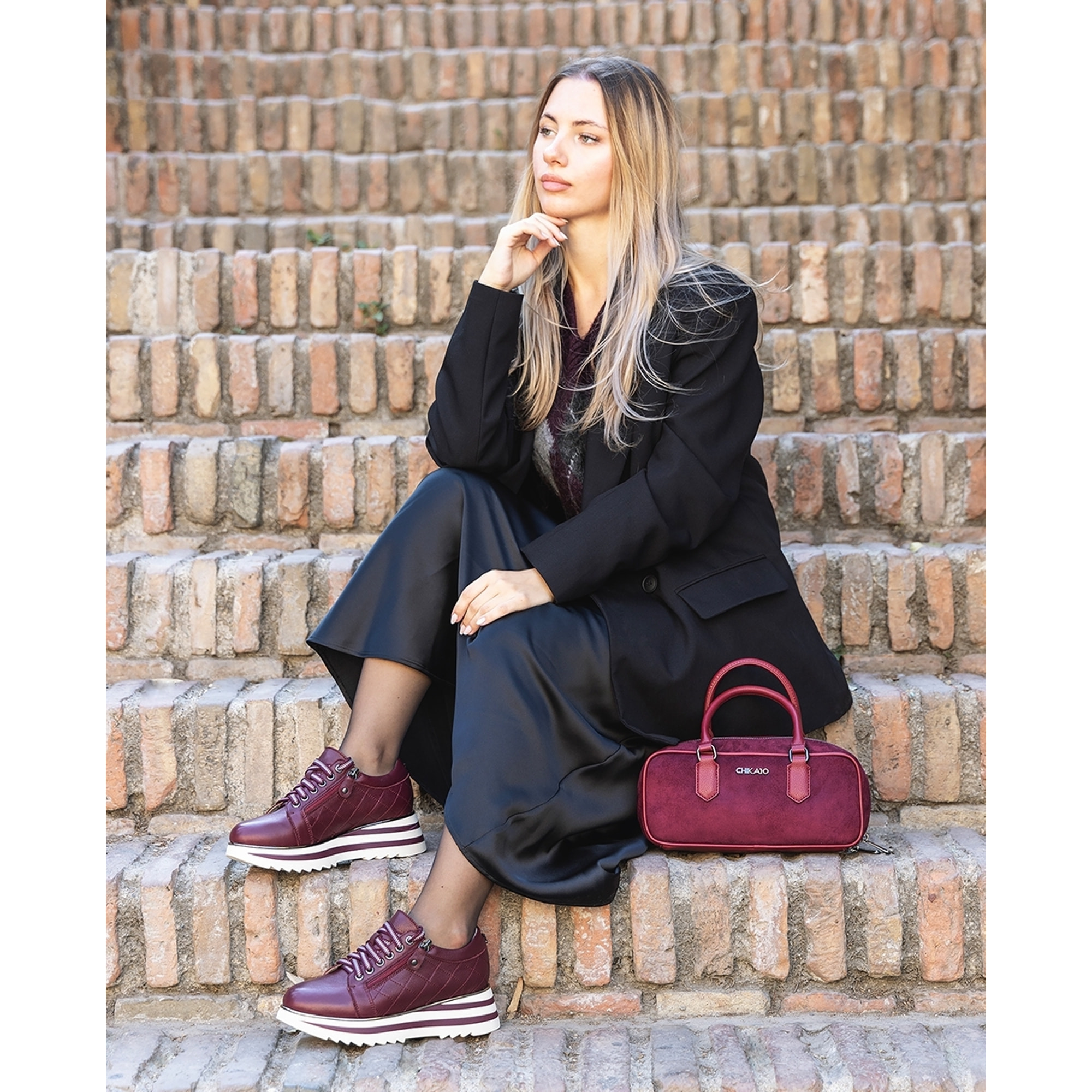 Deportivos de Piel - Burdeos - Tacón: 5 cm