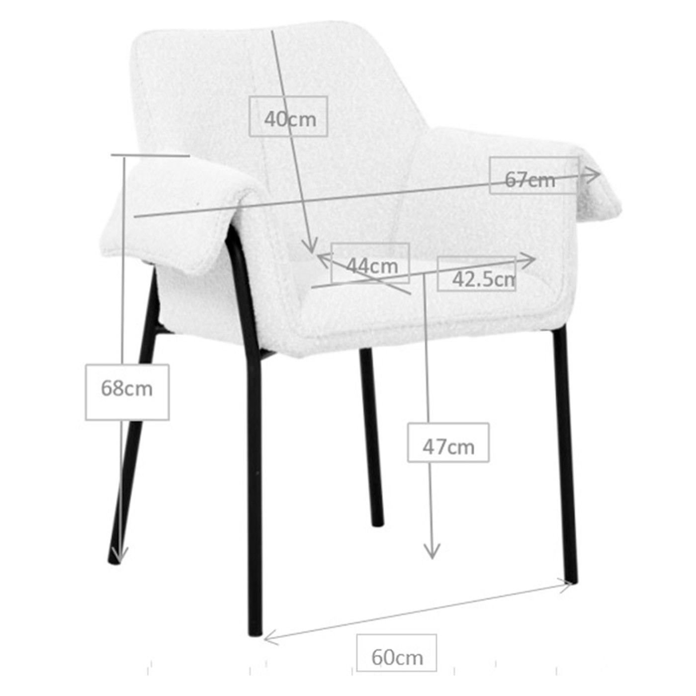 Chaise avec accoudoirs Bess grise Kare Design