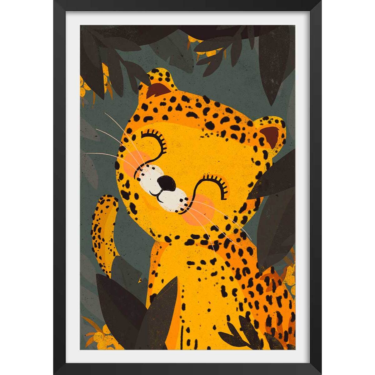 Affiche enfant petit léo  Affiche + cadre en bois - Noir