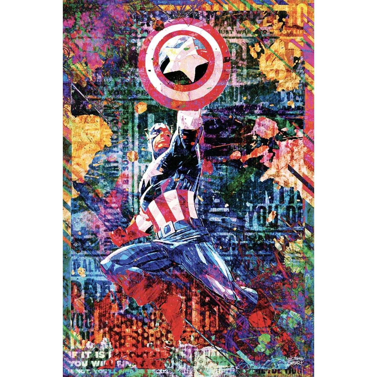 Tableau graffiti captain america Toile imprimée