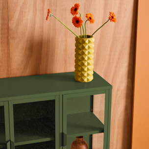 Buffet industriel métal et verre trempé 3 portes 100cm ARKANSAS