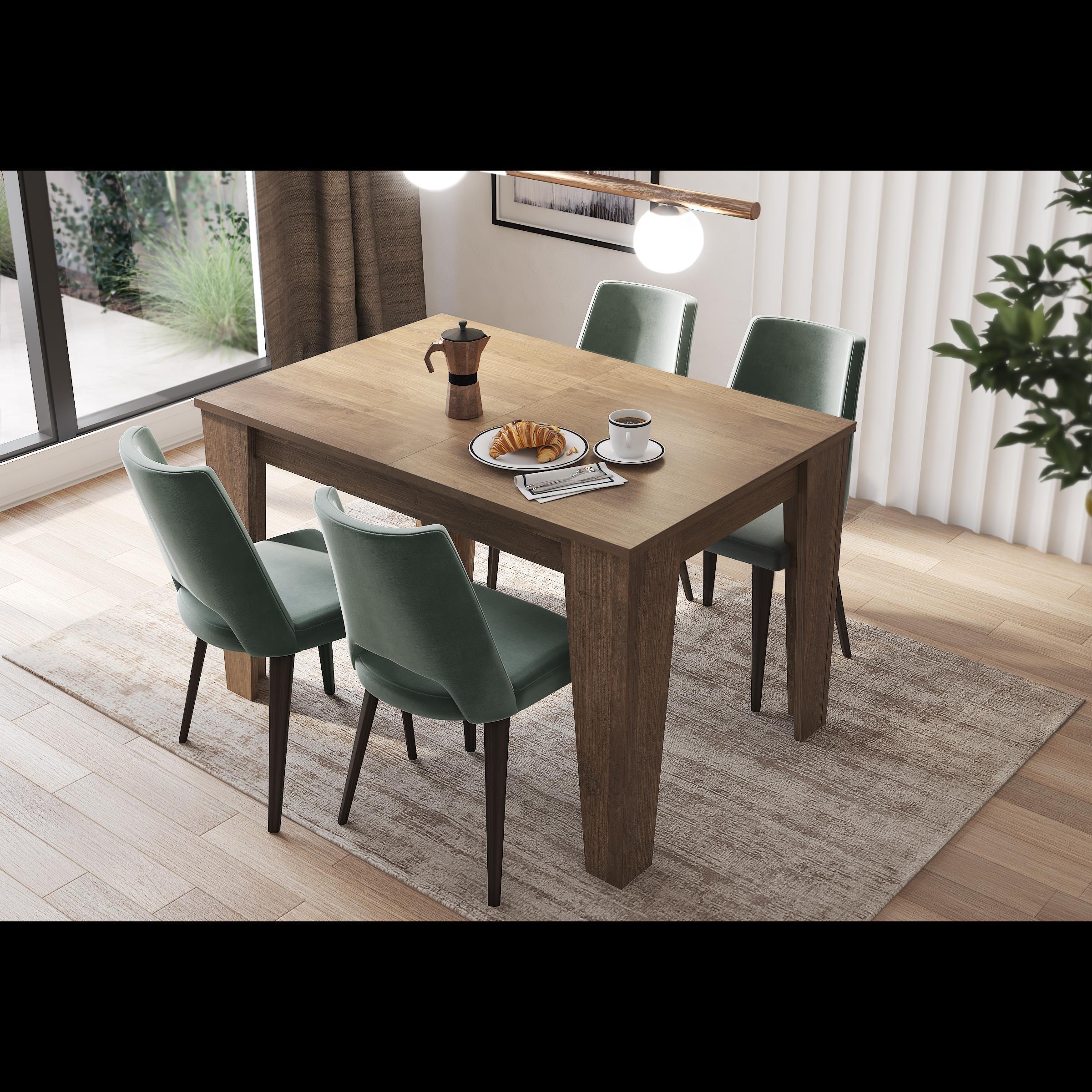 Tavolo da Pranzo Allungabile Da 120 A 160 Cm Gambe a Spillo Design Moderno 6 Posti In Melaminico di Alta Qualità Estensibile Con Guide In Metallo Cucina Salotto Soggiorno 160 x 90 x 78 Cm (Noce)