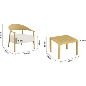 Salon de jardin en métal et plastique "Céora" - 2 places - Jaune