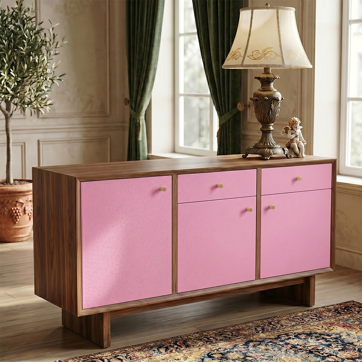 Rouleau adhésif décoratif Vinyle au Mètre - Rose - Sticker Lavable Imperméable Mur Cuisine Meubles