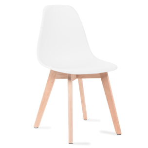 Pack 6 sillas de comedor blanco diseño nordico tulip con patas madera