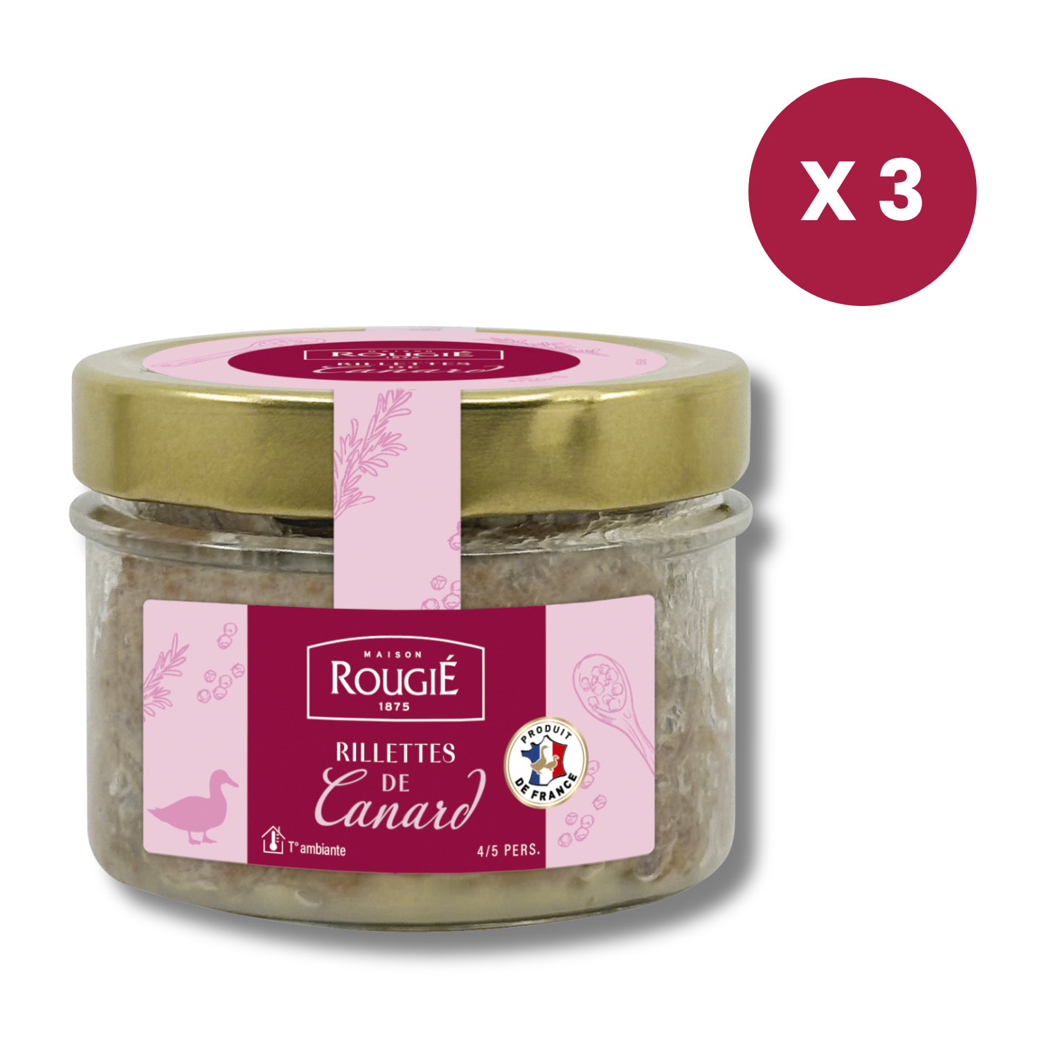 Lot de 3 - Rillettes de canard - 3x180g