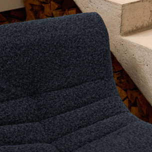 Chauffeuse tissu effet alpaca 3 places. bleu nuit. style contemporain. L 91 x P 105 x H 72cm