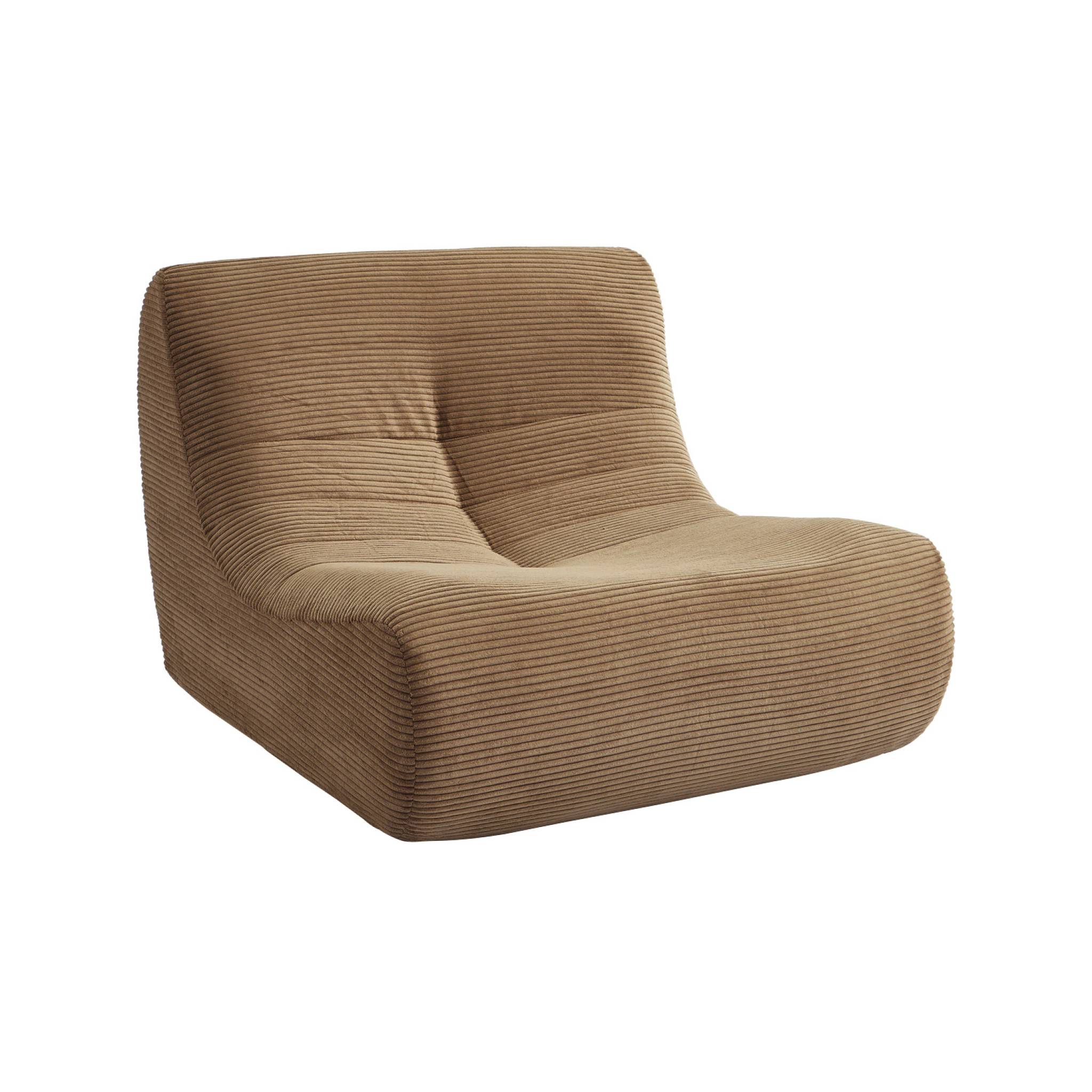 Chauffeuse velours côtelé 3 places taupe L 91 x P 105 x H 72 cm - SOKOL
