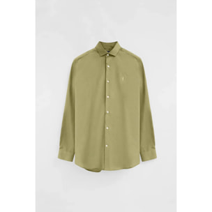 Camicia verde foglia slim fit con logo Rigby Go