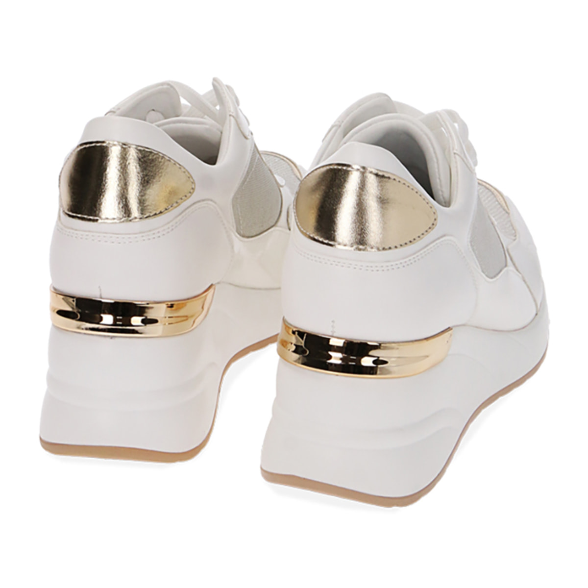 Zapatillas urbanas blancas, tacón de cuña de 6 cm