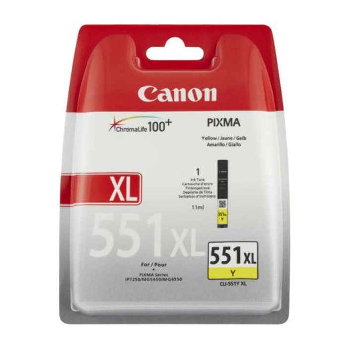 Cartouche d'encre CANON Originale CLI-551 XL Jaune (Yellow) Haute Capacité - 6448B001