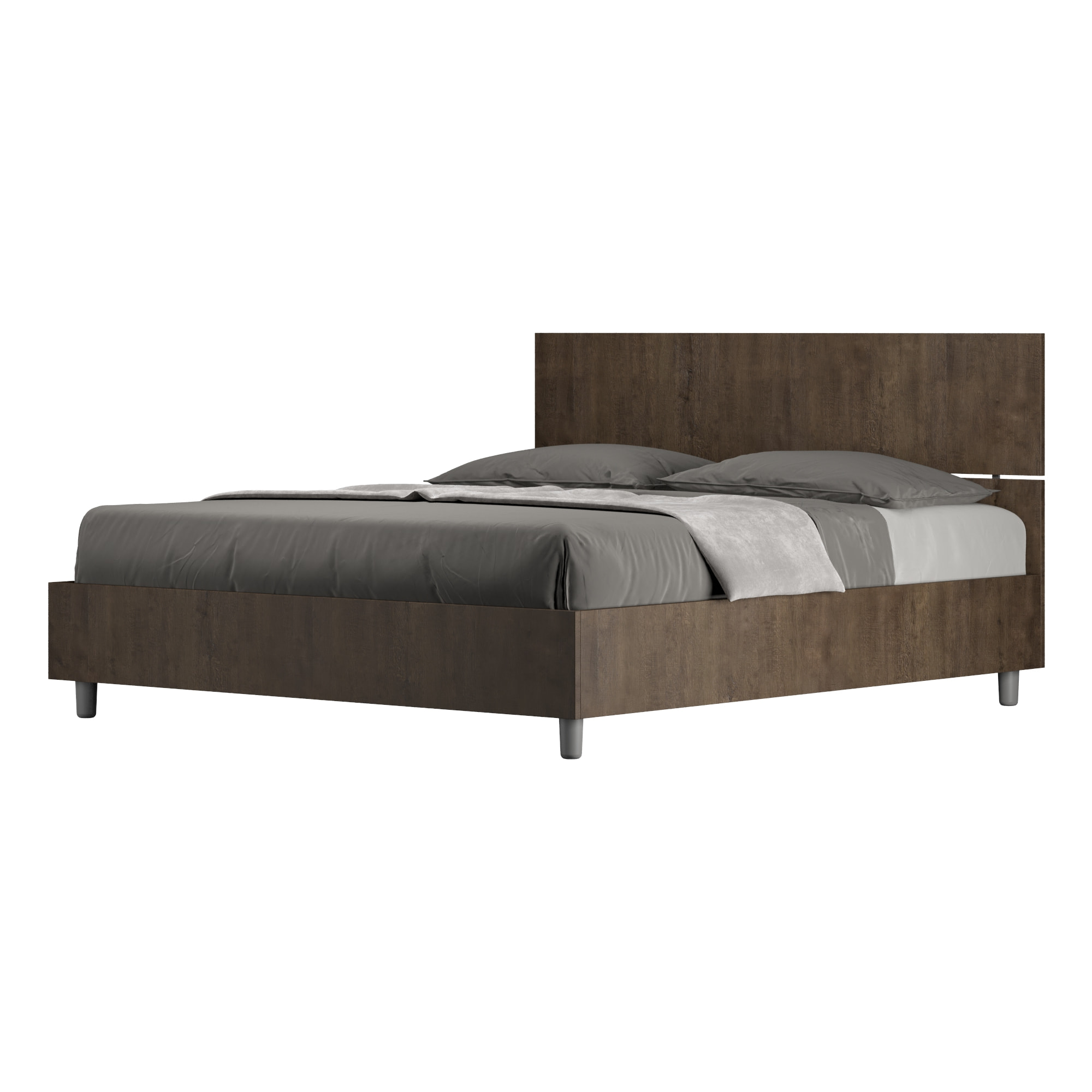 Letto con rete 160x200 testata dritta noce Demas