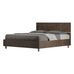 Letto con rete 160x200 testata dritta noce Demas