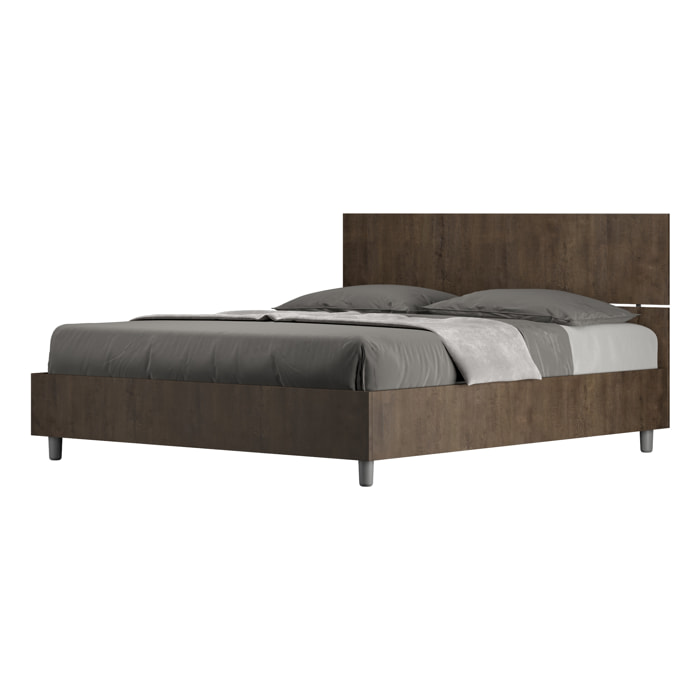 Letto con rete 160x200 testata dritta noce Demas