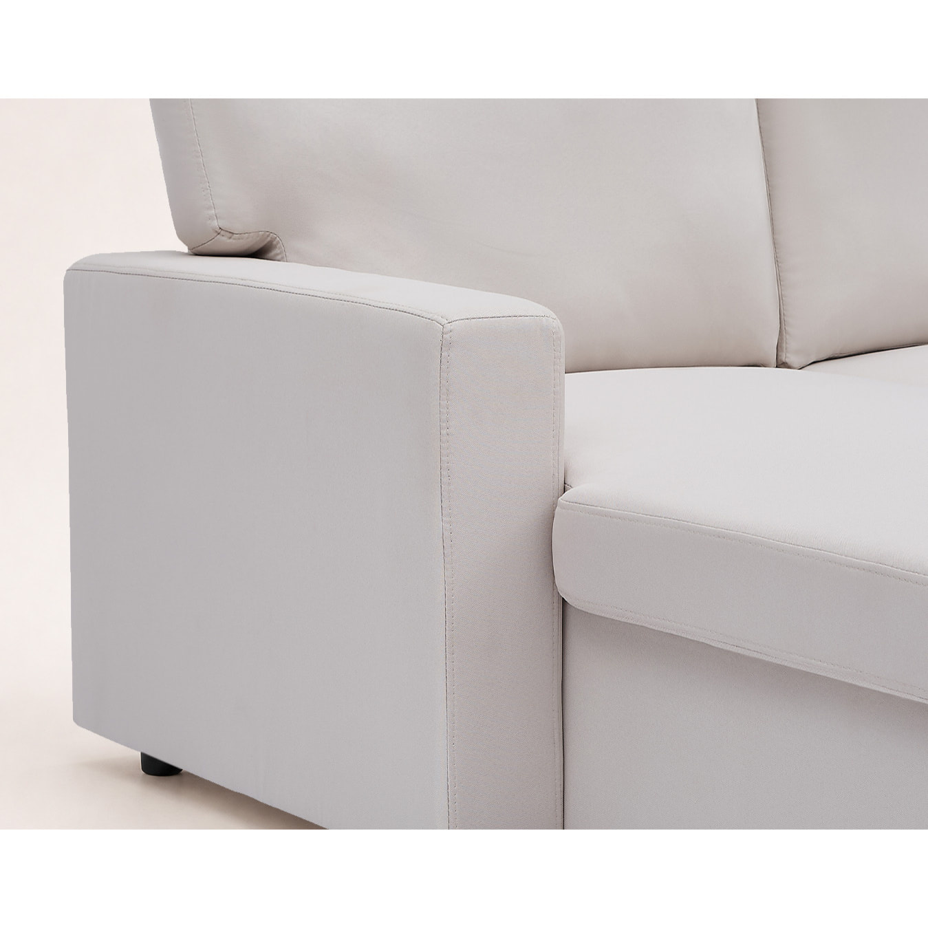 Meiya - canapé d'angle réversible 4 places convertible avec coffre en tissu - Beige