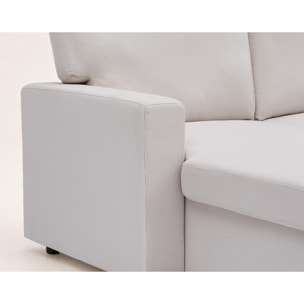 Meiya - canapé d'angle réversible 4 places convertible avec coffre en tissu - Beige