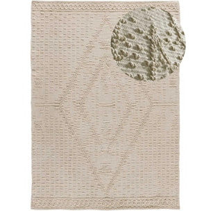 PAMUK Alfombra étnica algodón reciclado con relieve en crema, varias medidas disponibles