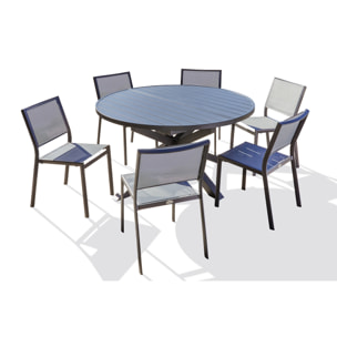 PELOSA - Ensemble repas 6 places en aluminium anthracite avec rallonge papillon