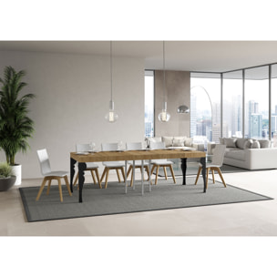 Mesa extensible 90x90/246 cm Paxon Premium Roble Natural estructura Antracita