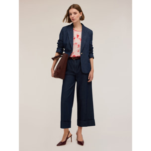 Motivi - Blazer de una fila en denim mezcla de lyocell - Azul