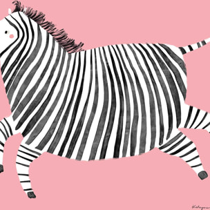 Affiche enfant zèbre rose  Affiche + cadre en bois - Noir