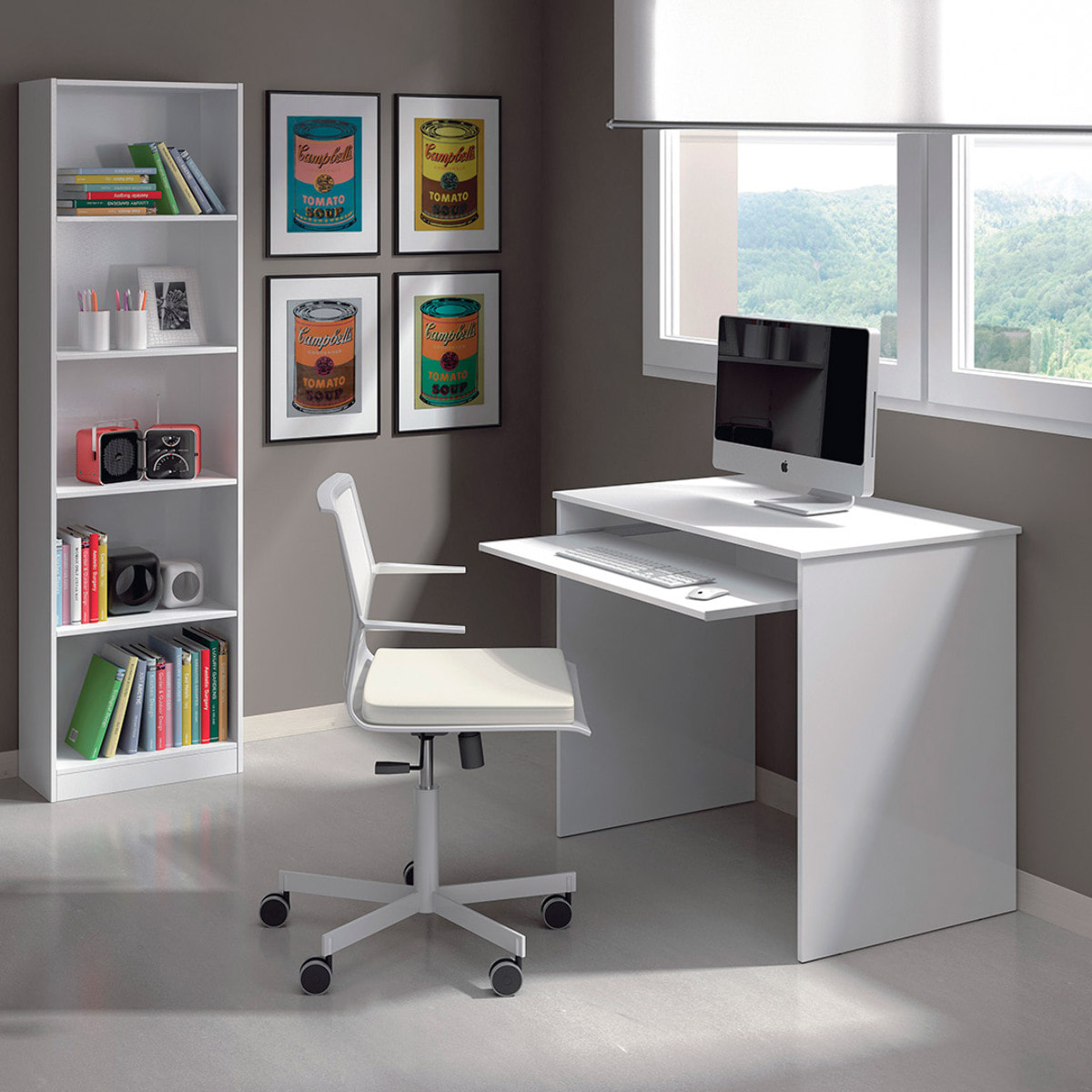 Mesa Escritorio Con Bandeja 79x90x54 Cm Blanco Artik