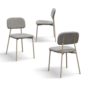 Set di 4 sedie BERLINO in tessuto grigio e gambe in metallo beige