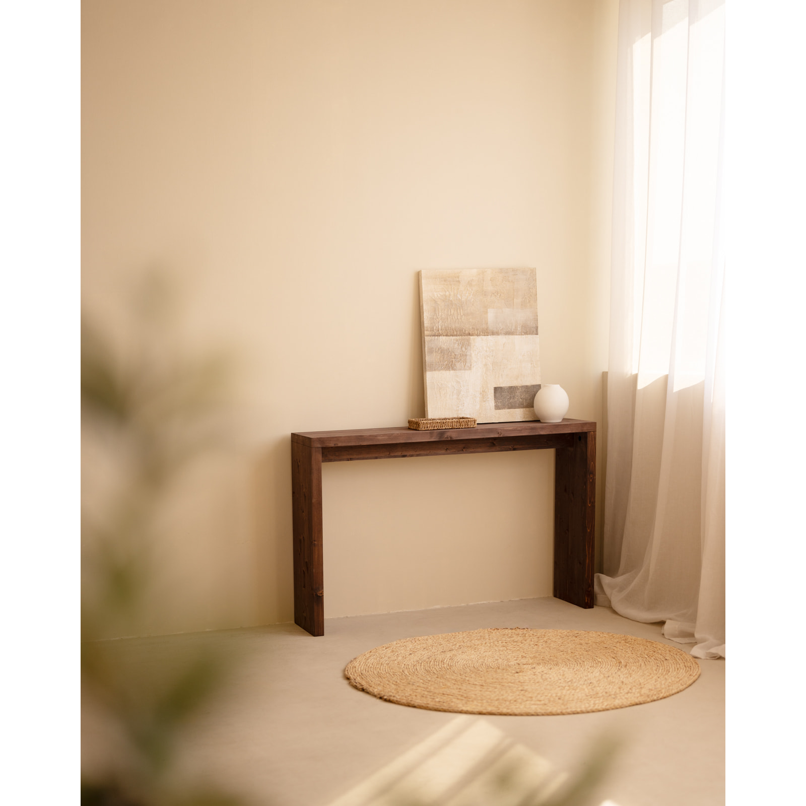 Console en bois massif ton noyer 120x80cm Hauteur: 80 Longueur: 120 Largeur: 30