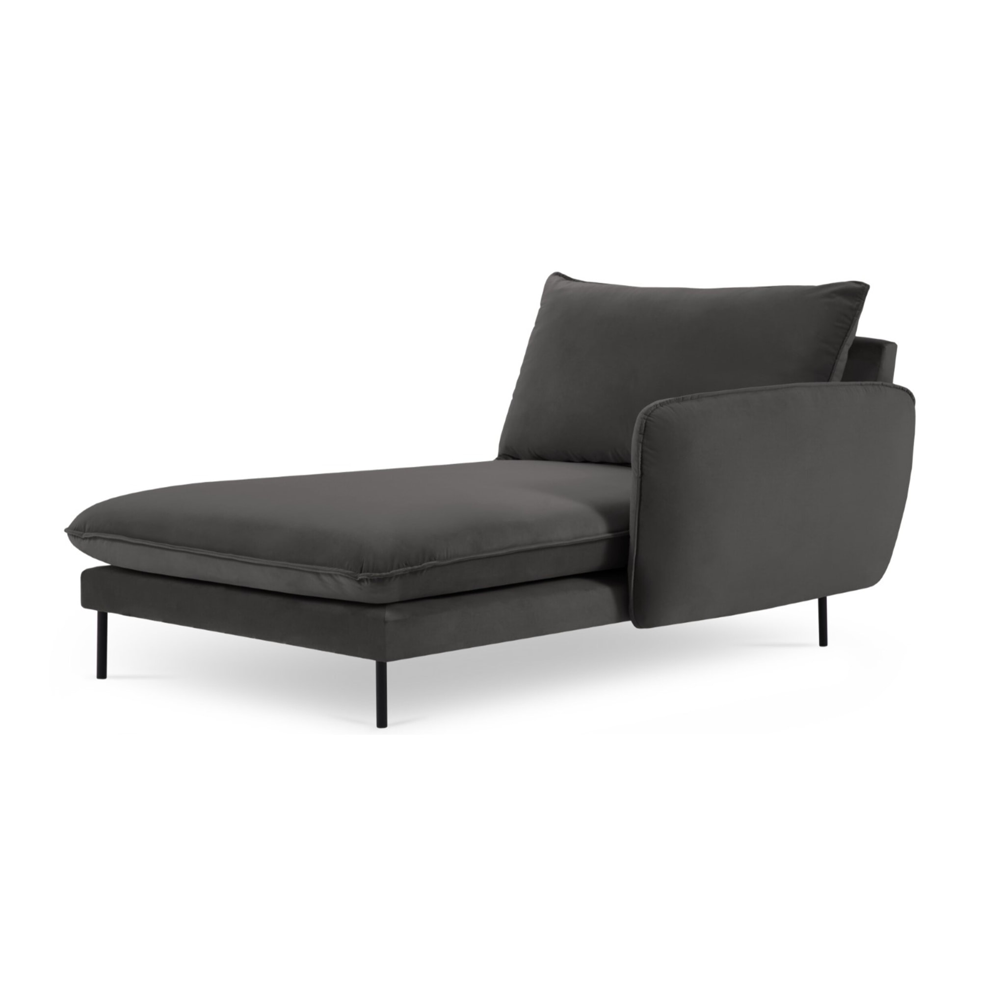 Méridienne droite "Vienna" en velours gris foncé