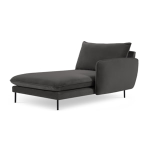Méridienne droite "Vienna" en velours gris foncé