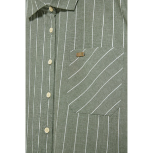 Camicia Scarlet a righe loose fit con chiusura a bottoni perlata