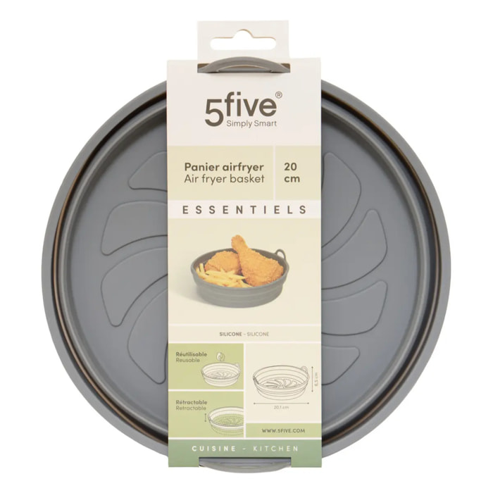 Panier Airfryer Essentiels 21x22x6,5cm gris en silicone