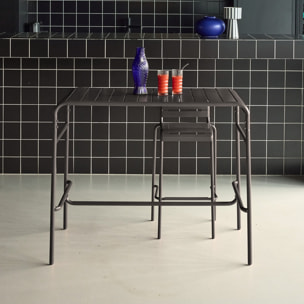 Table haute de jardin métal 4 places. anthracite. 120 x 70 x 95cm