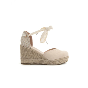 Espadrillas suede-touch con zeppa - BEIGE